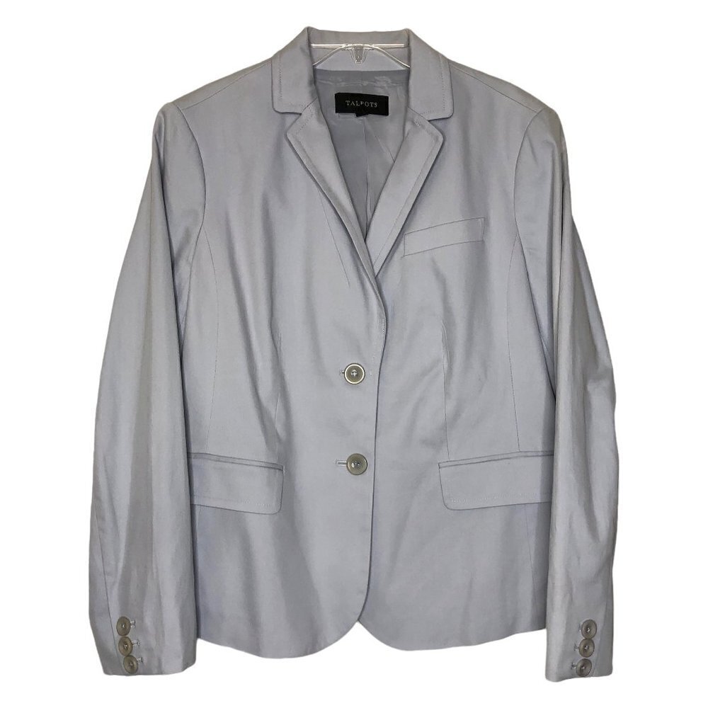 NEW - TALBOTS light gray cotton blend button front blazer - size 10